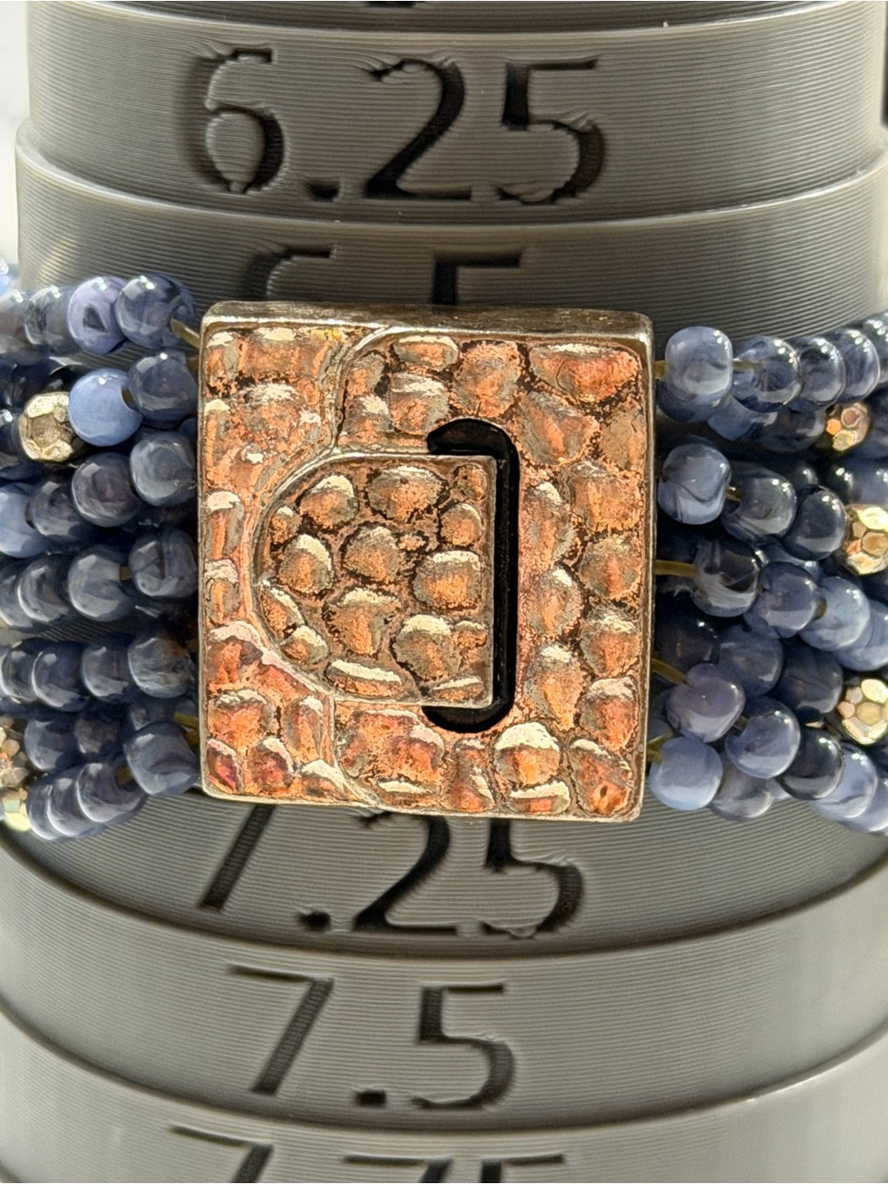 Blue Beaded Multi-Strand Bracelet with Silver Clasp - Picture 4 of 4